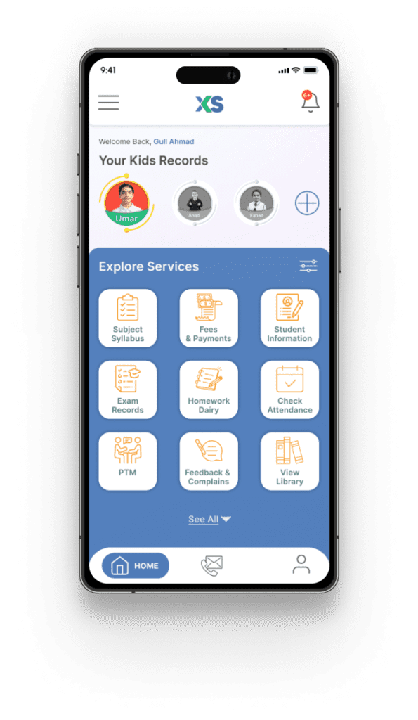 Student Dashboard in school management software